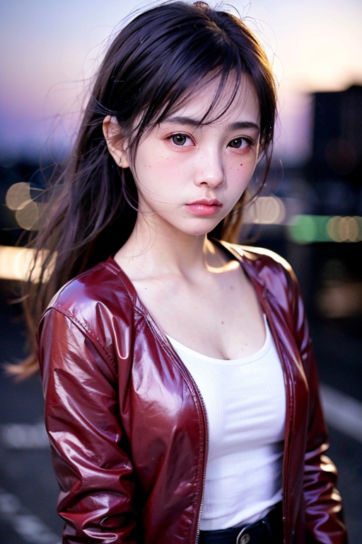 1girl,   <lora:sd-No.112-000014:0.8>, Tokyo street,night, cityscape,city lights,red jacket, upper body, facial close-up,, (8k, RAW photo, best quality, masterpiece:1.2),(realistic, photo-realistic:1.37),