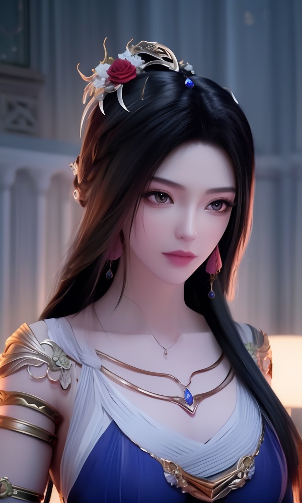 (,1girl, ,best quality, ),looking at viewer, <lora:395-DA-凡人修仙传-紫灵:0.8> ,,ultra detailed background,ultra detailed background,ultra realistic 8k cg,, ,masterpiece, (( , )),, ,science fiction,mole, ,tamari \(flawless\),   ,red moon, black rose,     (()), (), , jewelry, necklace, solo, , , , hair_ornament, , earrings,large breasts,,  , ,