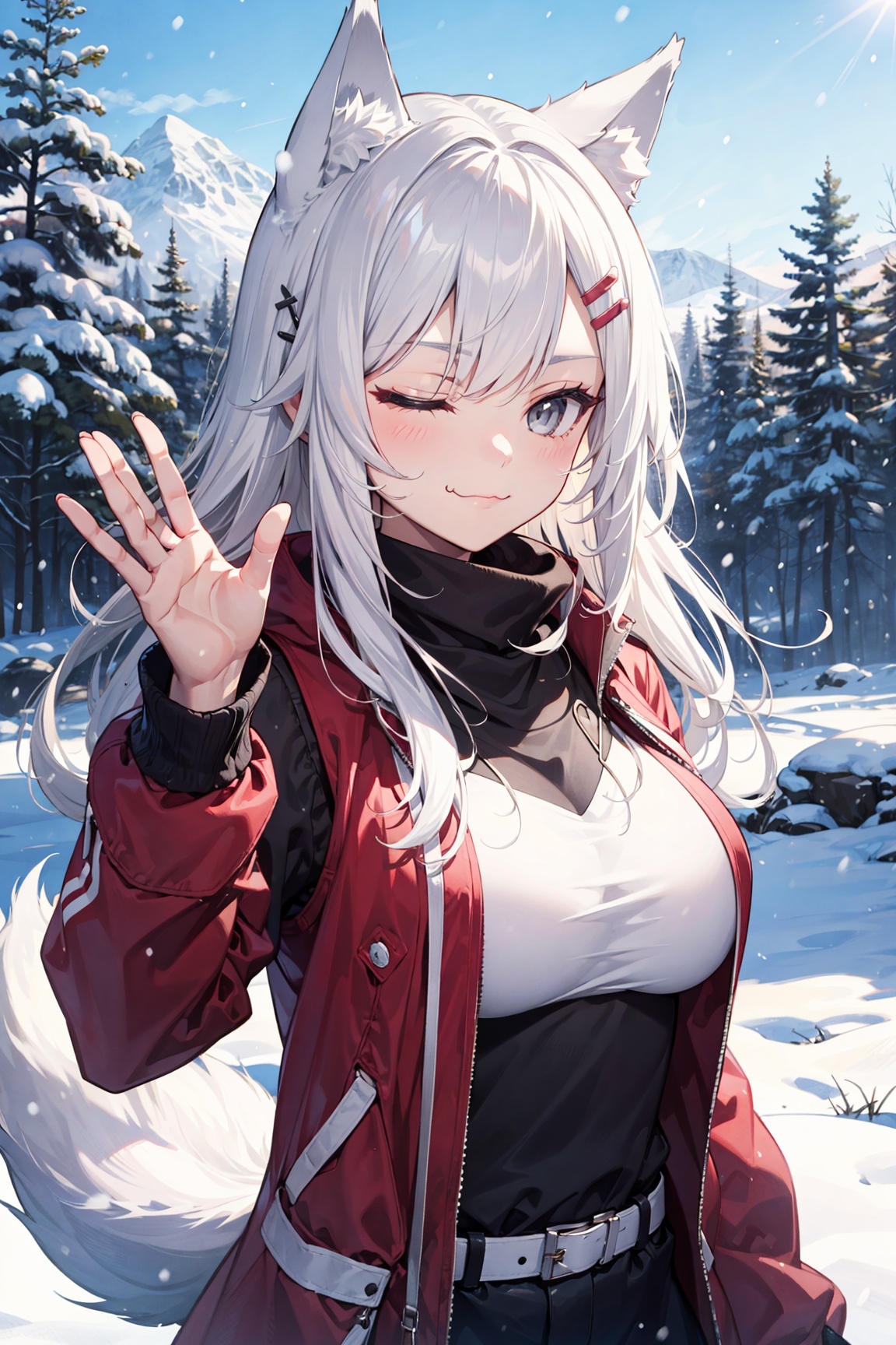 1girl,  animal ears,  grey eyes on Tensor.Art