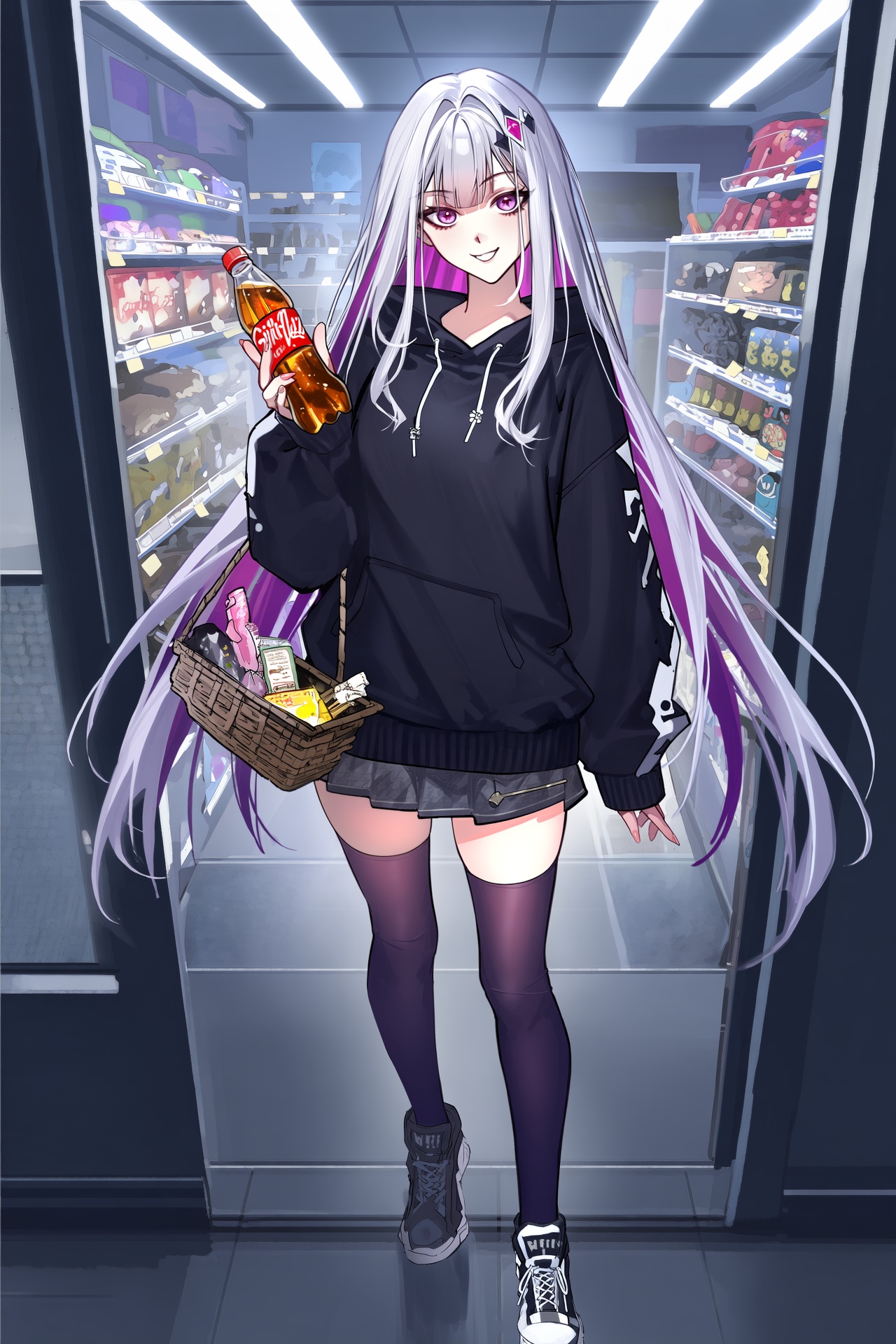 @popqn and @yolanda,  nihilux (honkai: star rail),  A vertical anime illustration of Nihilux wearing an oversized black ho...