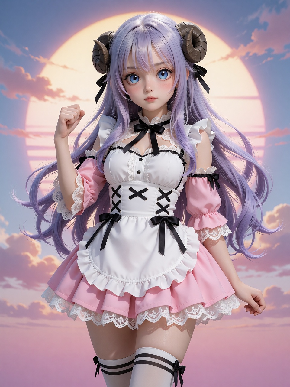 Hoshino Aoi from the anime "Aikatsu!". Physical details: She has long,  flowing lavender-purple hair with soft waves reach...