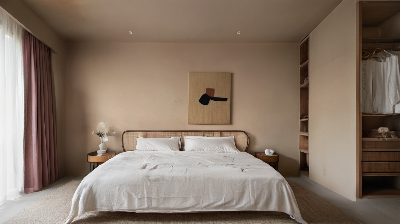 <lora:chajifeng XL2.0:0.8>,chajifeng,indoor,bedroom,floor,bed,curtains,table,chair,bed_sheet,pillow,available light,cup,plant,vase,incredibly absurdres,realistic,