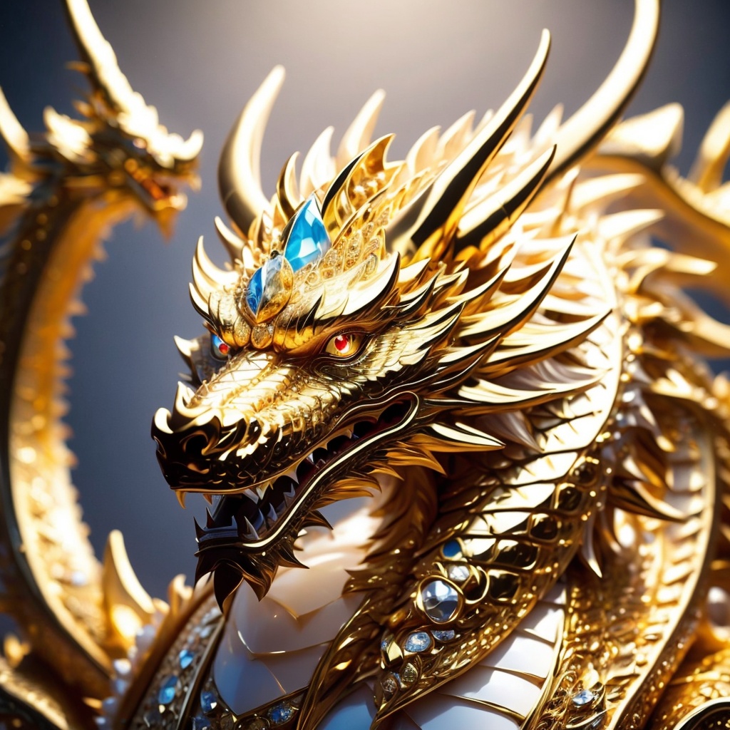 ChineseDragon,no humans,horns,dragon,scales,gold dragon,inlaid pearls,<lora:ChineseDragon_v1:1>,