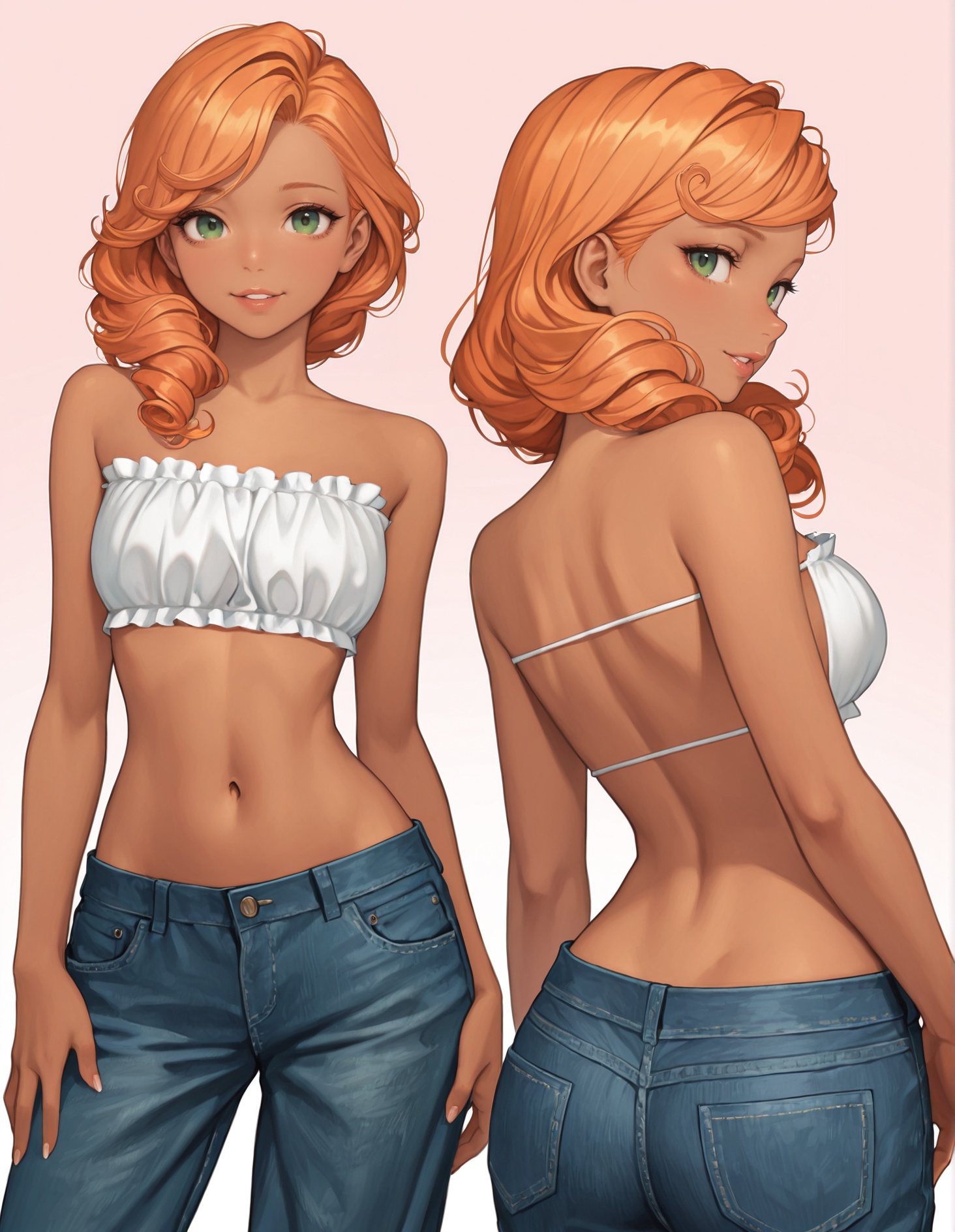 frilled bandeau,  backless bandeau,  white bandeau on Tensor.Art