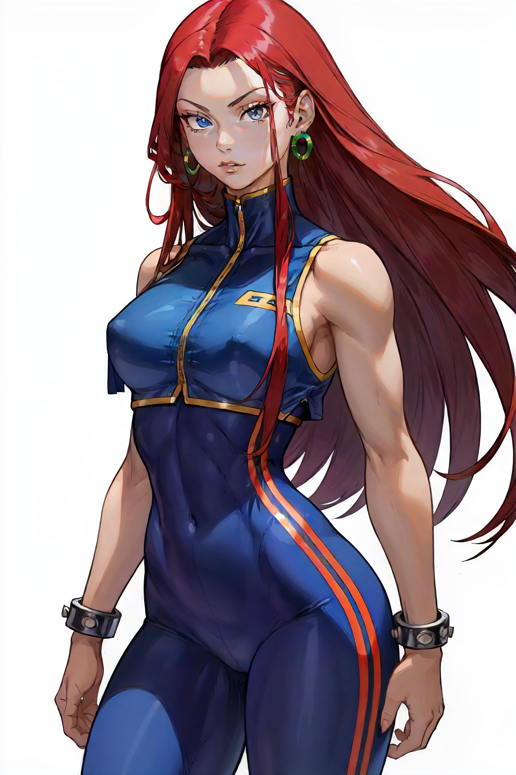 jessie wearing bodysuit,  side stripes,  bracelets on Tensor.Art