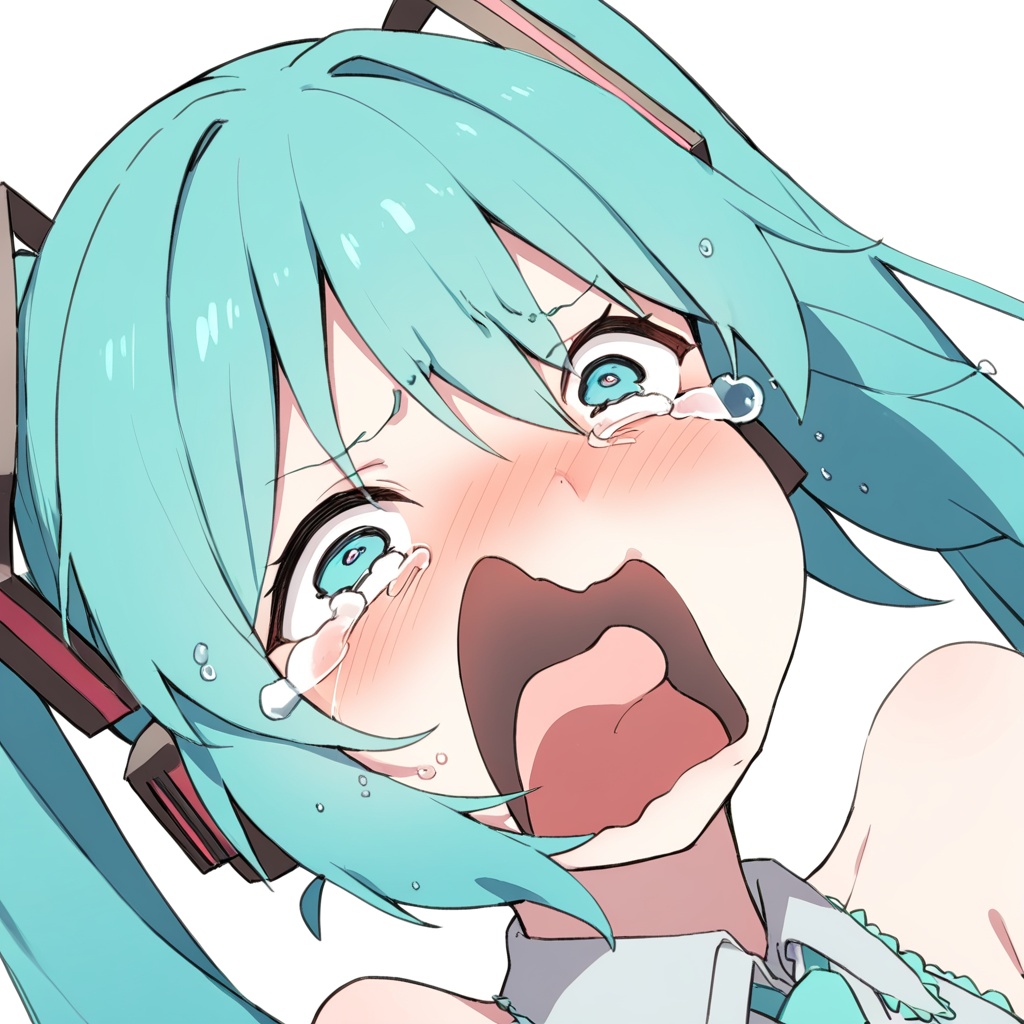 <lora:XL_crying_aqua(kohaku_delta)-000009:1>,open mouth,solo,tears,crying,blush,crying with eyes open,hatsune miku,, masterpiece, best quality,