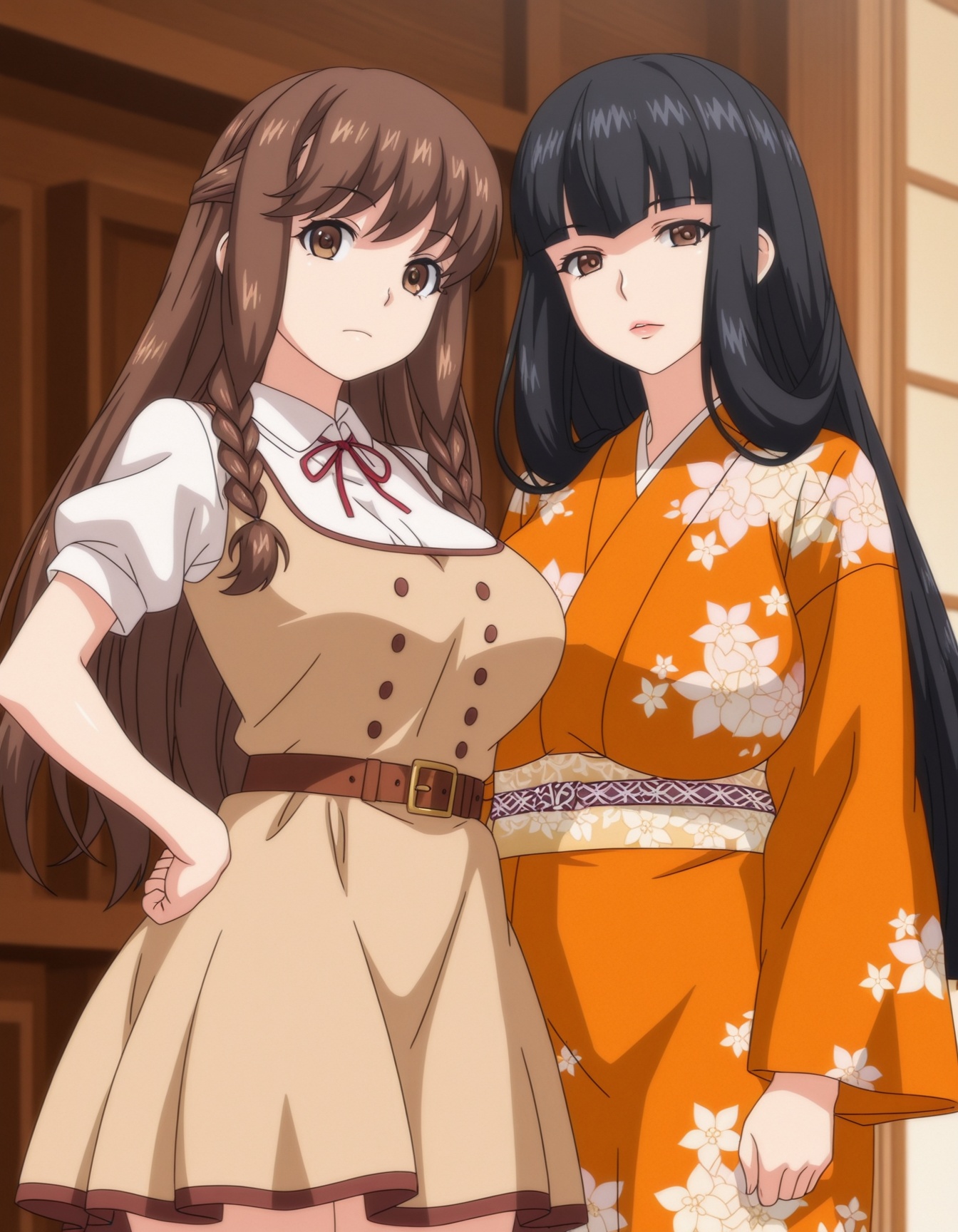 2girls,  cowboy shot,  looking at viewer on Tensor.Art