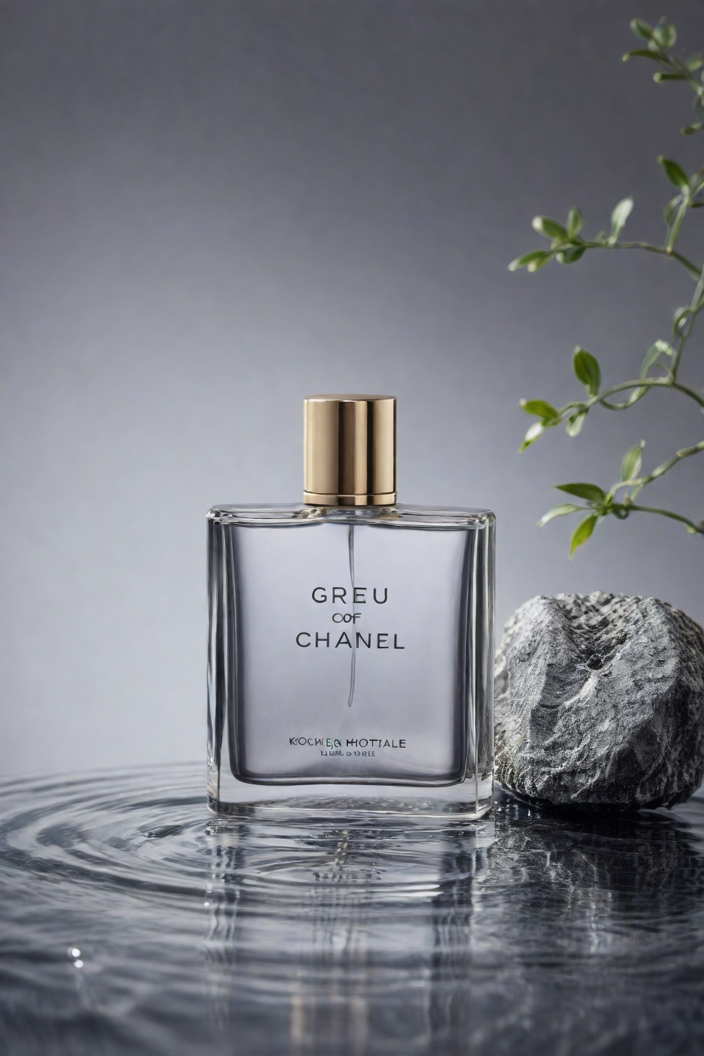 Perfume bottle,  rock,  water on Tensor.Art