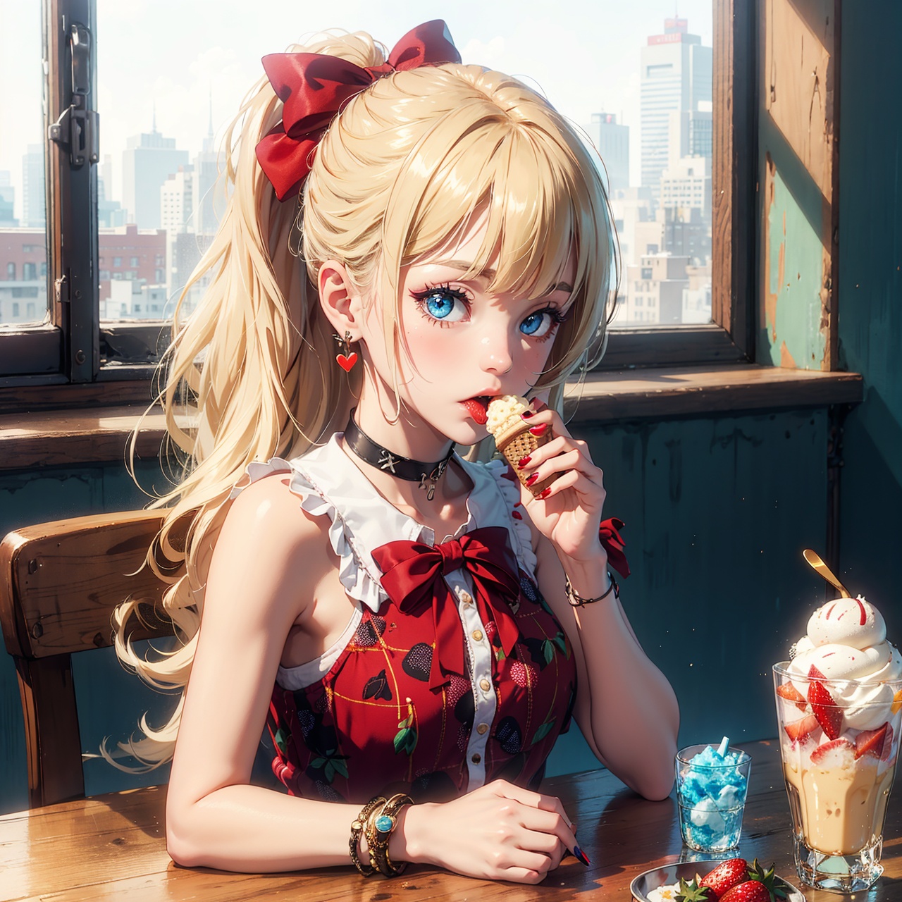 1girl,  solo,  cherry on Tensor.Art