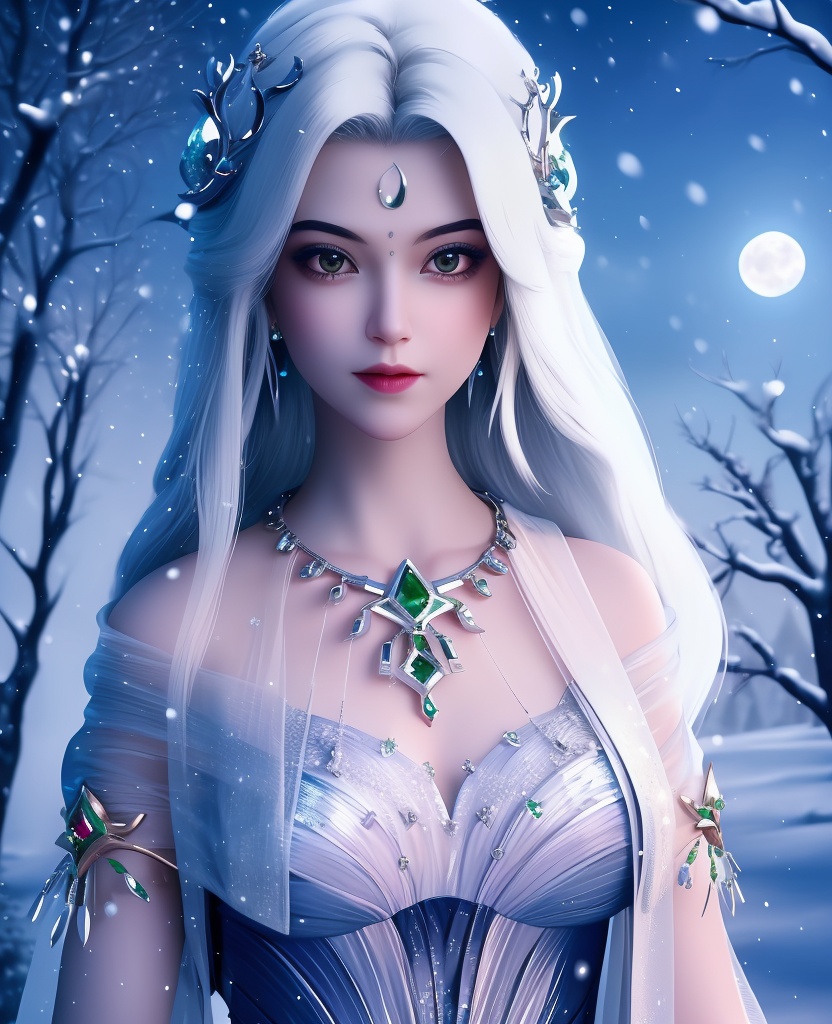 <lora:664-DA-神印王座-那尼菈:0.8>(,1girl, ,best quality, ),looking at viewer,  ultra realistic 8k cg, picture-perfect face,   clean, masterpiece,     cinematic lighting, cinematic bloom, fantasy,  , unreal, science fiction, ((,1girl, pov,))(((,tree, 1girl, full moon,snowing,snow ,solo,     solo focus,  long_hair, looking_at_viewer,  )))  (rich:1.4,)     prestige, luxury, jewelry, diamond, gold, pearl, gem, sapphire, ruby, emerald, intricate detail, delicate pattern, charming, alluring, seductive, erotic, enchanting, hair ornament, necklace, earrings, bracelet, , 