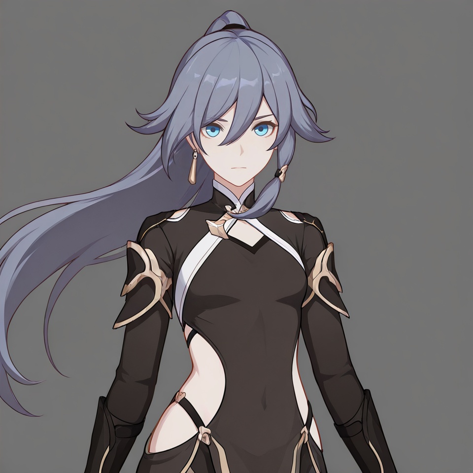 masterpiece, best quality,grey background,looking at viewer,SOLO,simple background,        fu hua,honkai_cg_style,long hair,bangs,hair between eyes<lora:fuhua-ill2pro-e2:0.8>