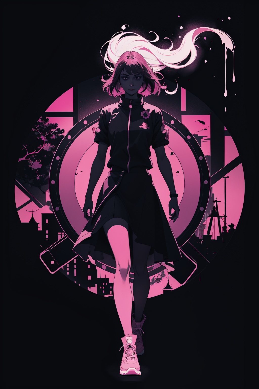 1girl,  dark background,  blacklight on Tensor.Art