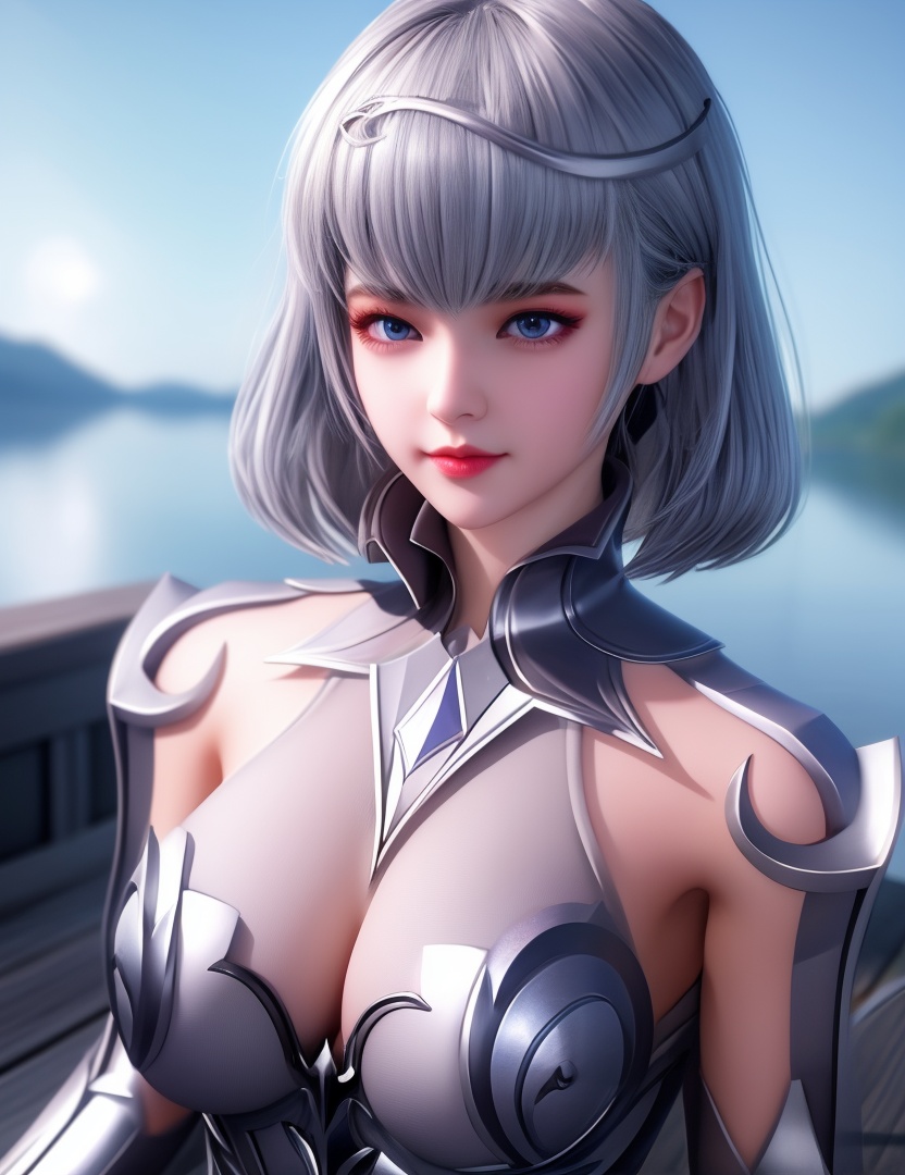 <lora:532-DA-斗罗大陆-叶泠泠:0.8>(,1girl, ,best quality, ),looking at viewer,  ,ultra detailed 8k cg, ultra detailed background,  ,masterpiece, (( , )) , lake,upper body,   (cleavage), (),
