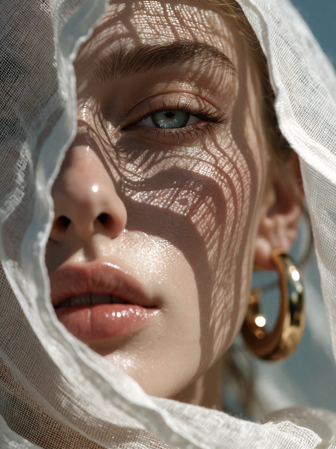 Extreme close-up of CAUCASIAN,  GORGEOUS,  SEDUCTIVE on Tensor.Art
