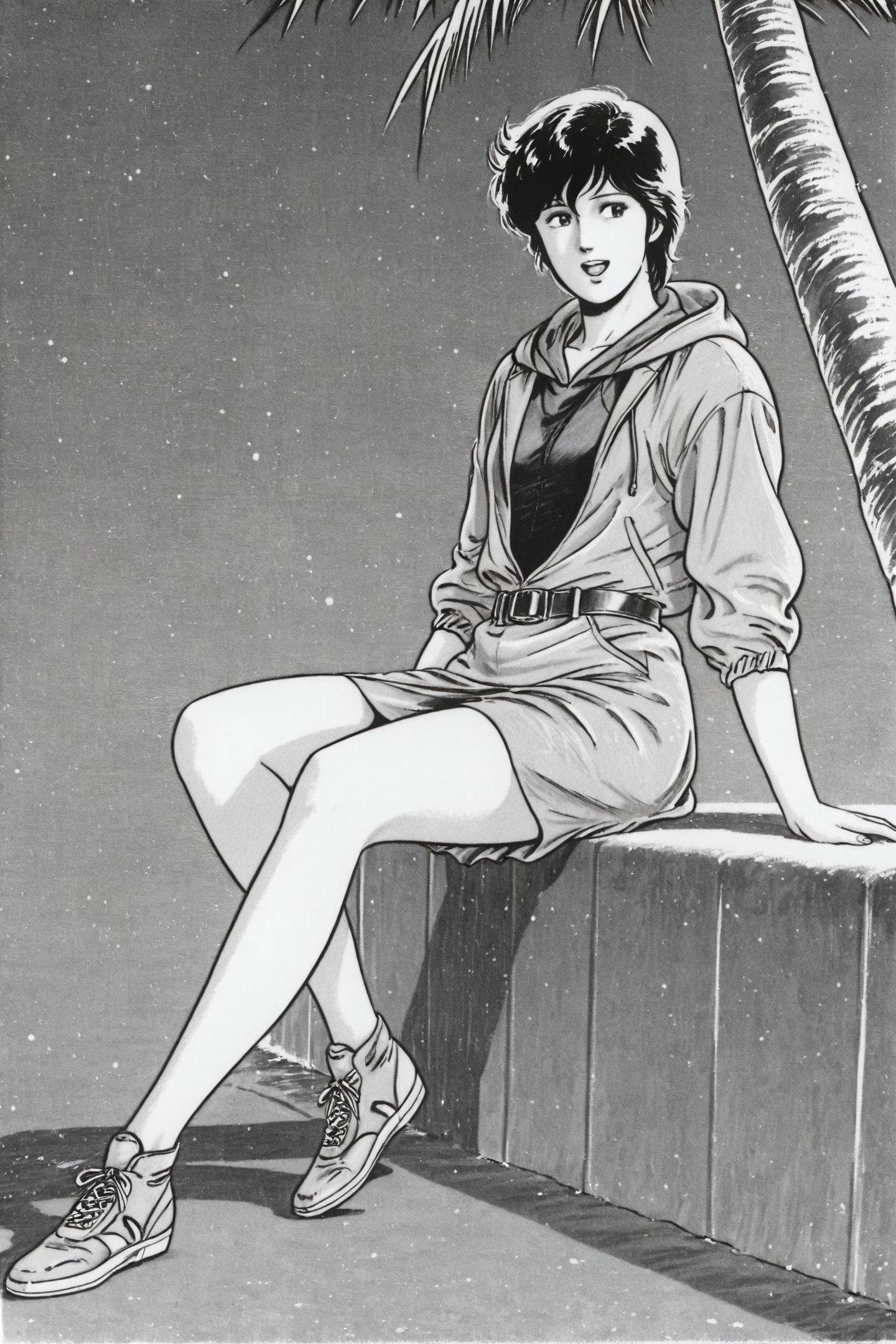 Tsukasa Hojo Style,  Ai Kisugi,  greyscale by flyx3 on Tensor.Art
