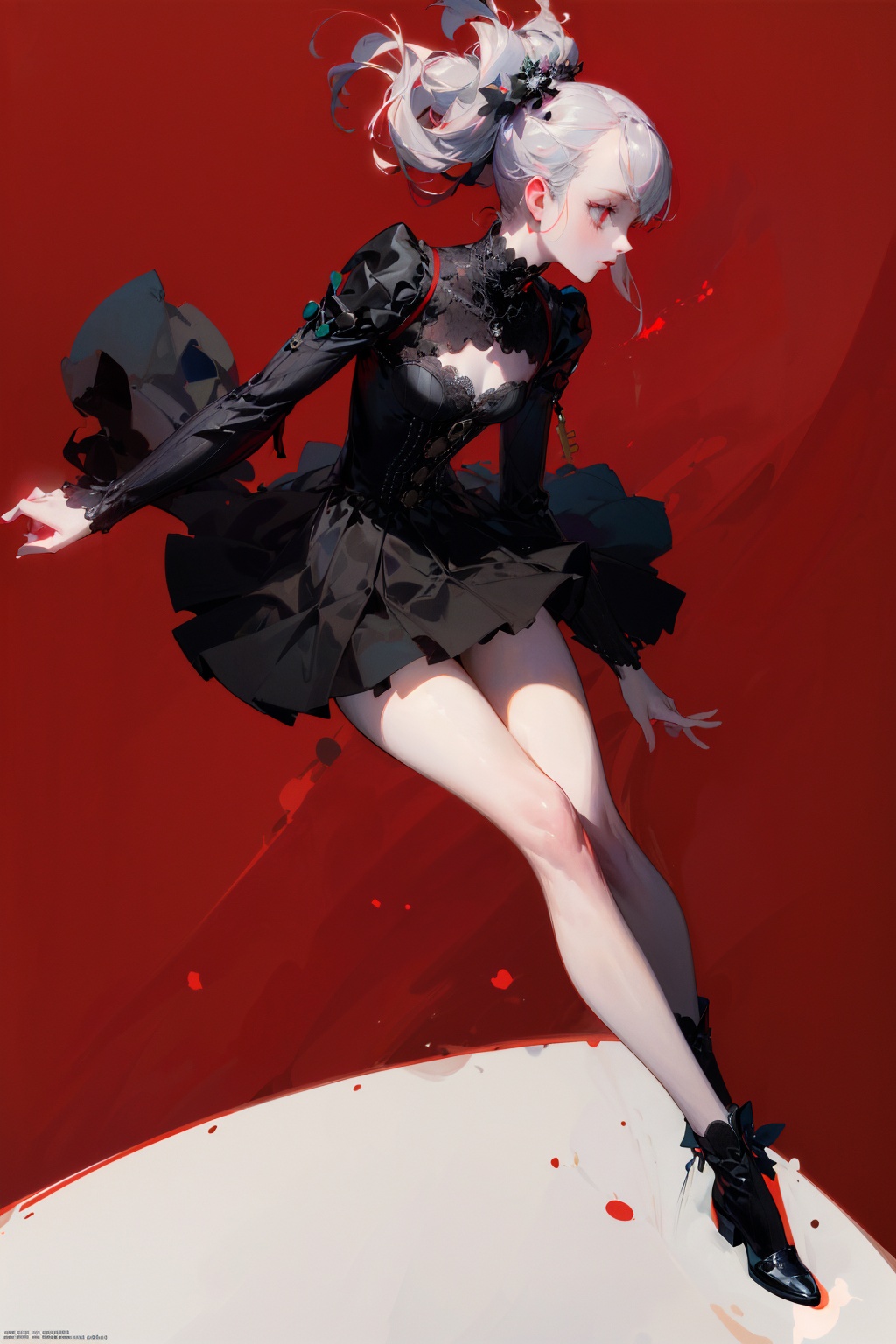 (Masterpiece:1.5),(Best Quality:1.5),High Resolution,Highly Detailed,(Low Contrast:1.1),<lora:add_detail:0.5>,Full body photo,.official art,red background,flat color,partially colored,persona 5,.|key visual| intricate| highly detailed| breathtaking beauty| digital lineart| vibrant|,.Aestheticism Painting