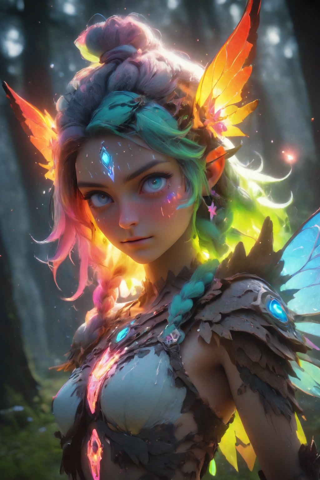 Magical Forest scenery,  chronomancer(a female),  a time-manipulating mage on Tensor.Art