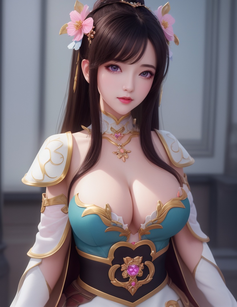 <lora:528-DA-万古狂帝-林柔:0.8>(,1girl, ,best quality, ),looking at viewer,  ,ultra detailed background,ultra detailed background,ultra realistic 8k cg,, ,masterpiece, (( , )),, ,   ,   cure blossom,  ,,  (cleavage), (), ,,
