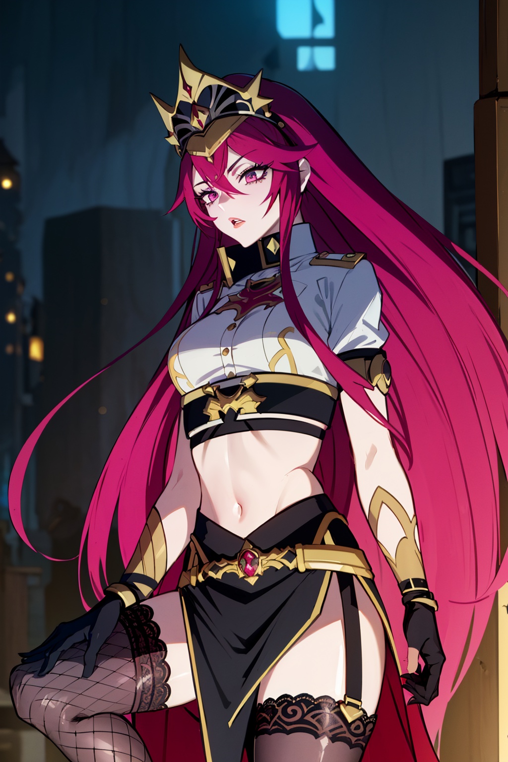 an accurate and detailed full body shot of a young ***** female character named Rosaltis,  a determined and mysterious aur...