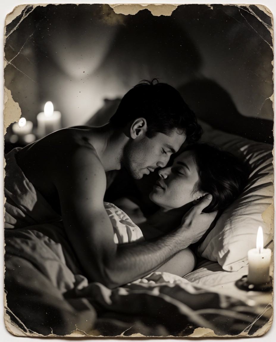analog_feel,  a quiet and intimate moment captured on film,  two lovers in a dimly lit room on Tensor.Art