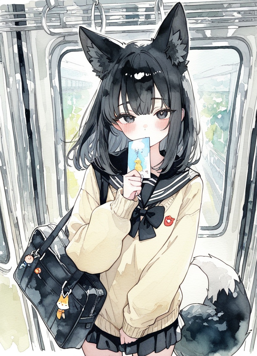 1girl,  animal ears,  train interior on Tensor.Art