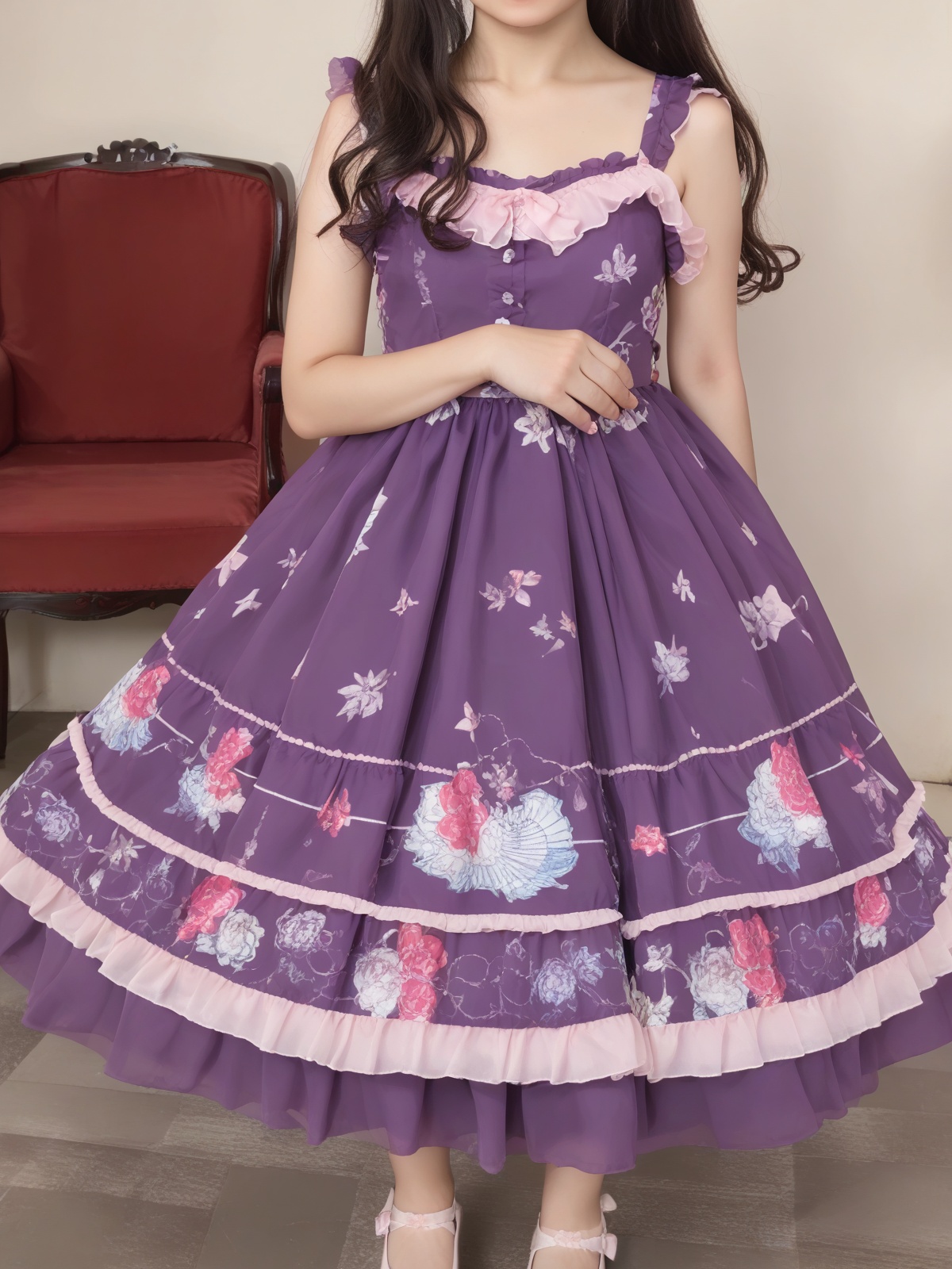 Chiffon,  Print,  Ruffles on Tensor.Art