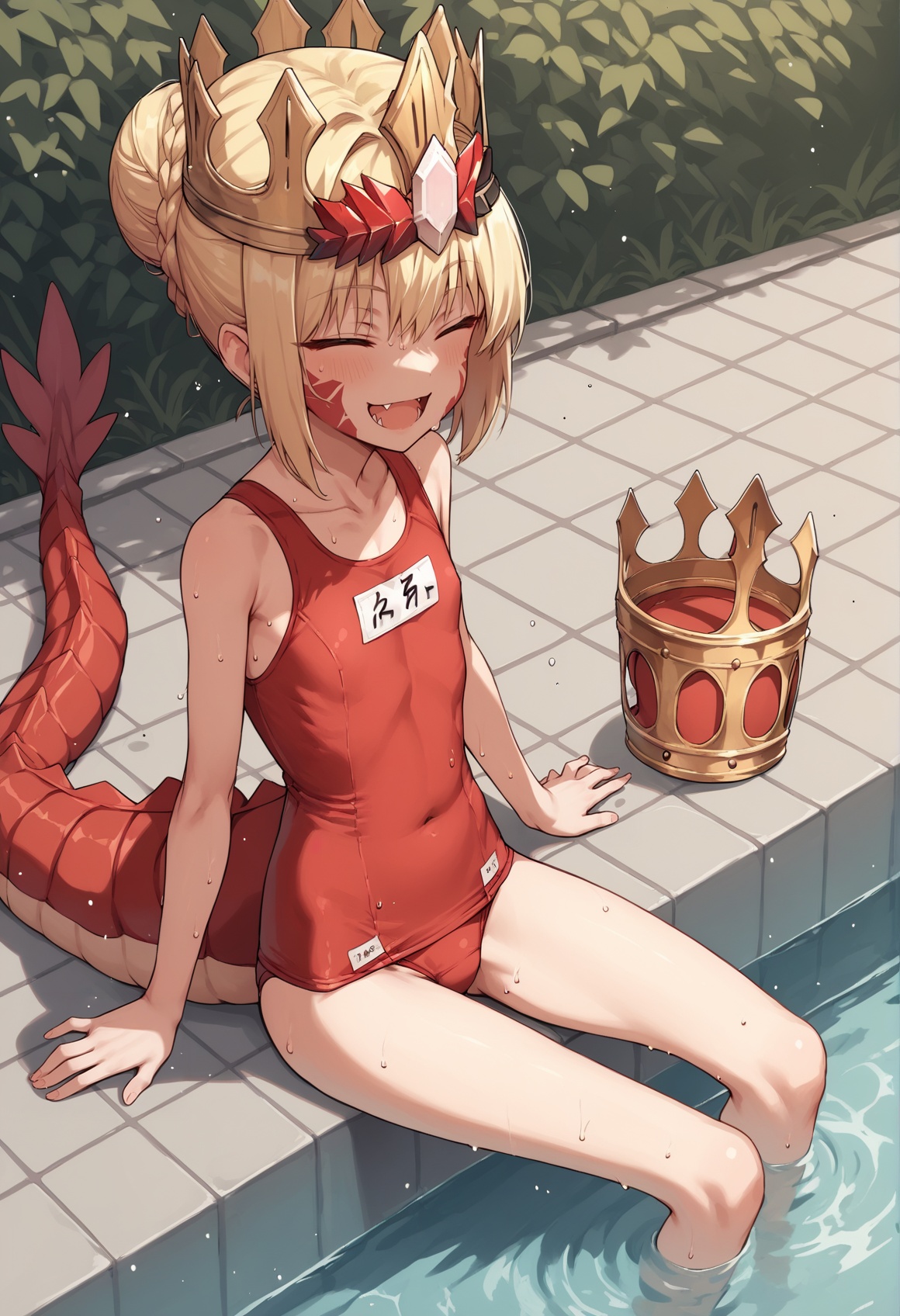 blonde hair,  french braid,  single hair bun on Tensor.Art