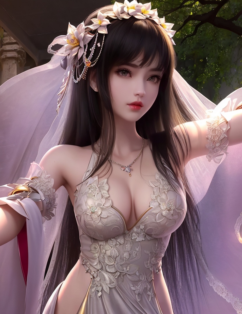 ultra realistic 8k cg, picture-perfect face, flawless, clean, masterpiece, professional artwork, famous artwork, cinematic lighting, cinematic bloom, perfect face, beautiful face, fantasy, dreamlike, unreal, science fiction,   lace, lace trim, lace-trimmed legwear,  (rich:1.4), prestige, luxury, jewelry, diamond, gold, pearl, gem, sapphire, ruby, emerald, intricate detail, delicate pattern, charming, alluring, seductive, erotic, enchanting, hair ornament, necklace, earrings, bracelet, armlet,halo((,1girl, pov,))(((1girl, jewelry, solo,, breasts, , looking_at_viewer,  outdoors,  flower, ,     )))    <lora:DA_YueChanTeen:0.7>