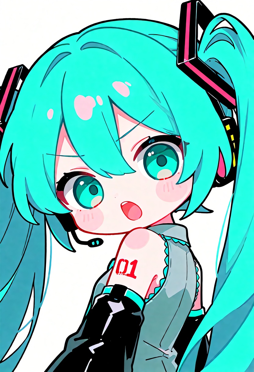 1girl,  chibi,  hatsune miku on Tensor.Art
