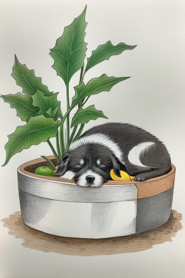 ((HRD, HUD, 8K)),((masterpiece, best quality)), highly detailed, soft light,ColoredLead, no humans, flower, dog, traditional media, closed eyes, animal, white background, sleeping, leaf, bug, animal focus, fruit, simple background, food, plant,  <lora:画风-彩铅-ColoredLead_v1.0:0.8>