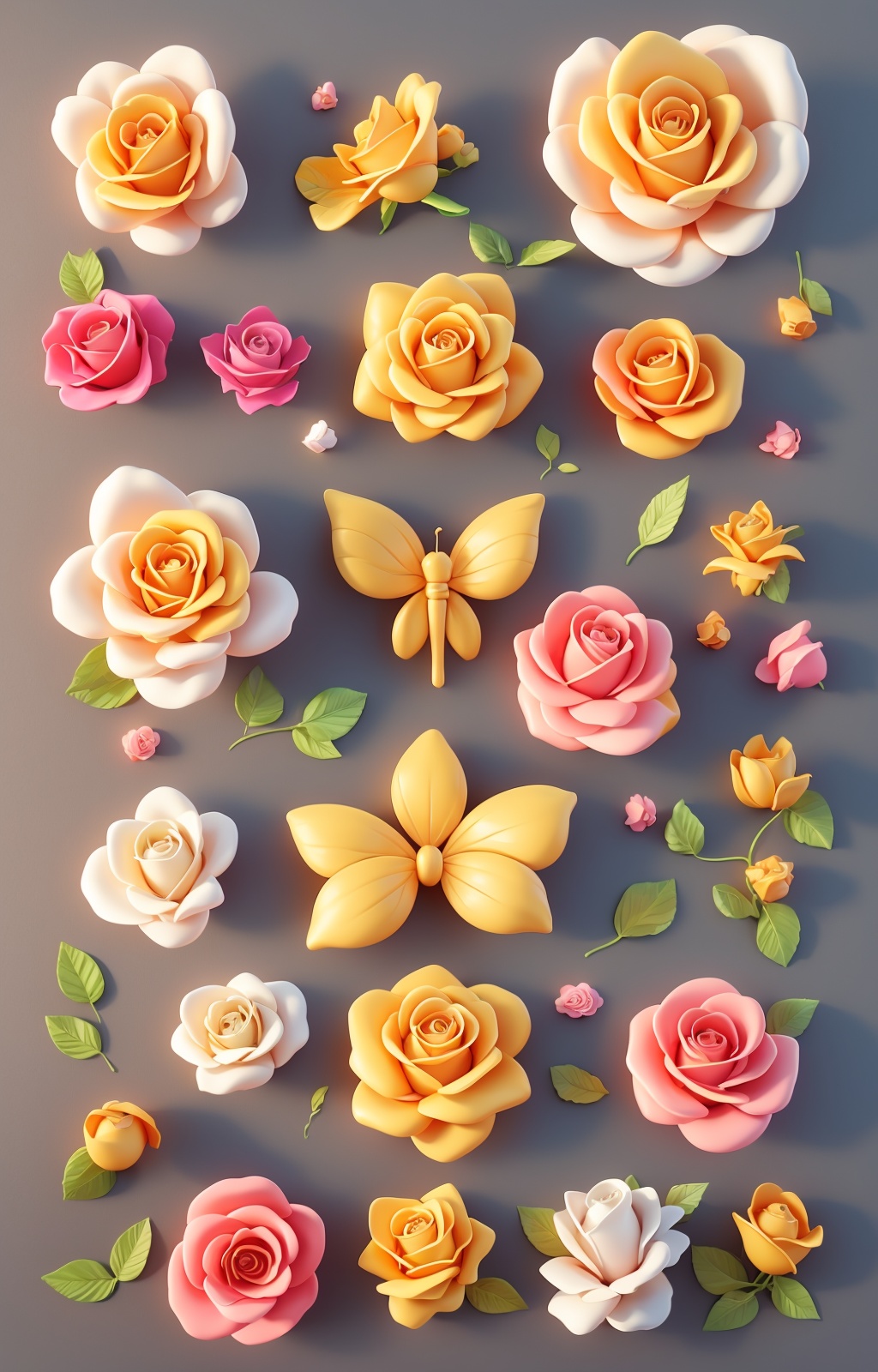 3D icons,clay material isometric,rose,3D rendering,smooth ashiny Cute girly style,realistic use of light and color,soft gradient,honey style,Nintendo trendy,best details,higdefinition,high resolution,