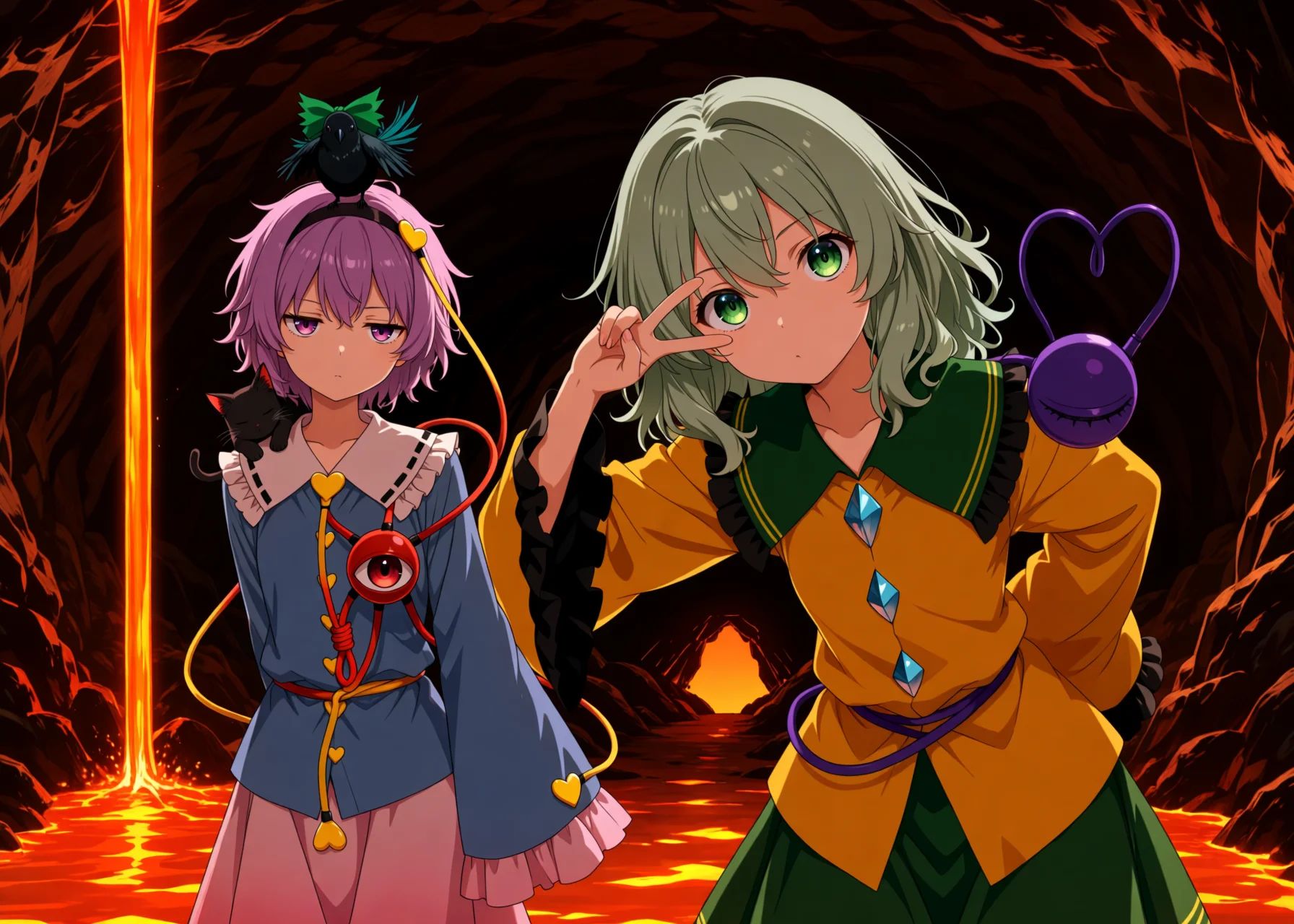 2girls,  komeiji satori,  komeiji koishi on Tensor.Art