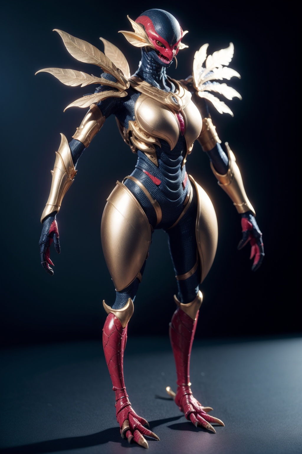(photorealistic:1.4),(Realistic:1.2),no humans, red eyes, creature, solo, full body, open mouth, black background, simple background, colored sclera, looking at viewer,