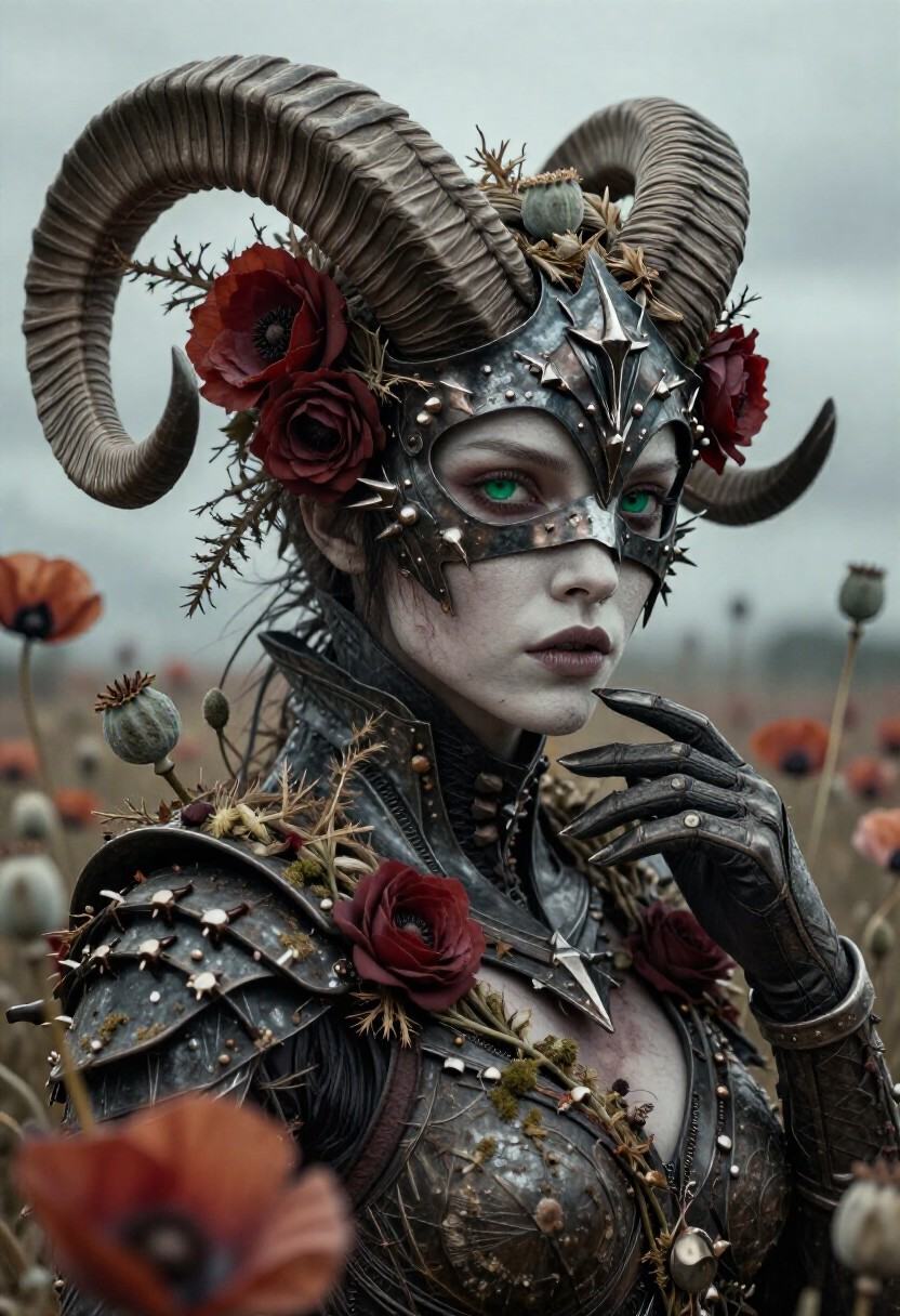 breathtaking a high detail,  fantasy style portrait of a humanoid female character with pale,  textured skin. she has a pi...