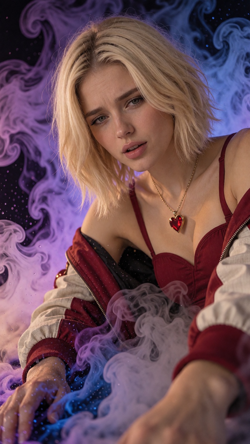 NikaX.blonde bob A photorealistic cinematic photograph of a 24-year-old young woman,  alone in the frame. **Core Concept:*...