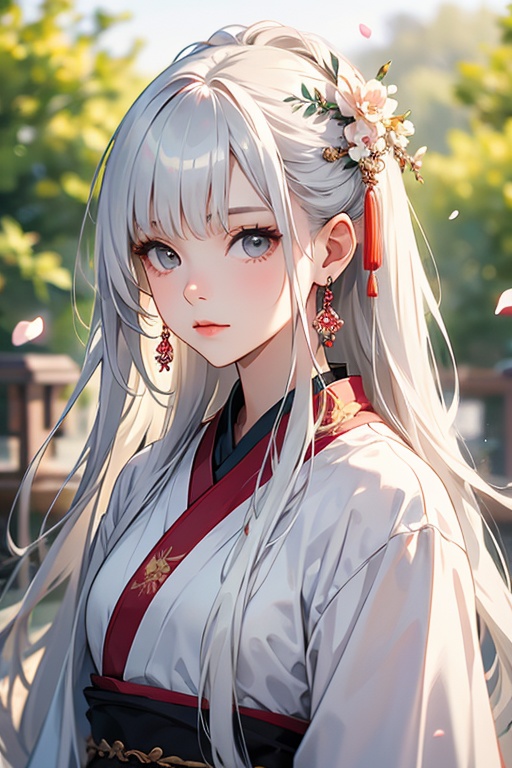 solo,  long hair,  jewelry on Tensor.Art