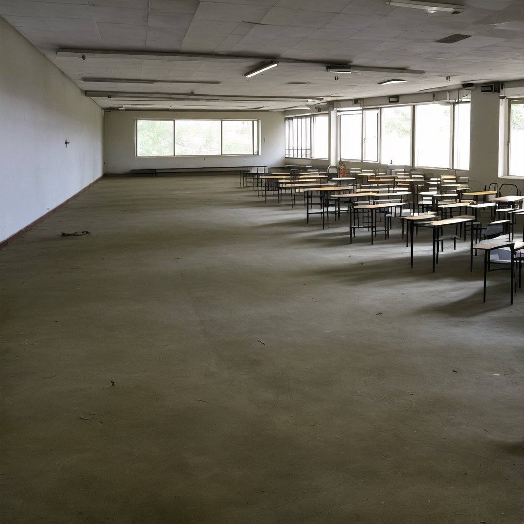 liminalspaces,  An empty university campus,  silent lecture halls and deserted courtyards on Tensor.Art