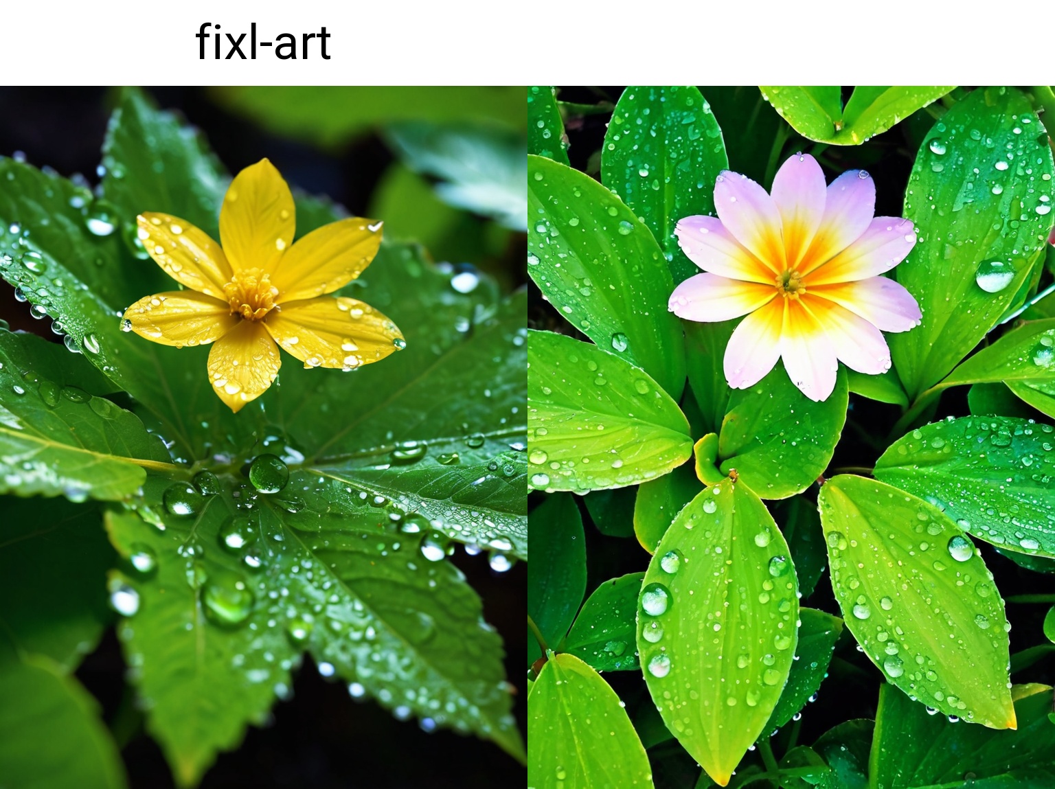 still life flower,  morning dew on leaves,  fixl-art on Tensor.Art