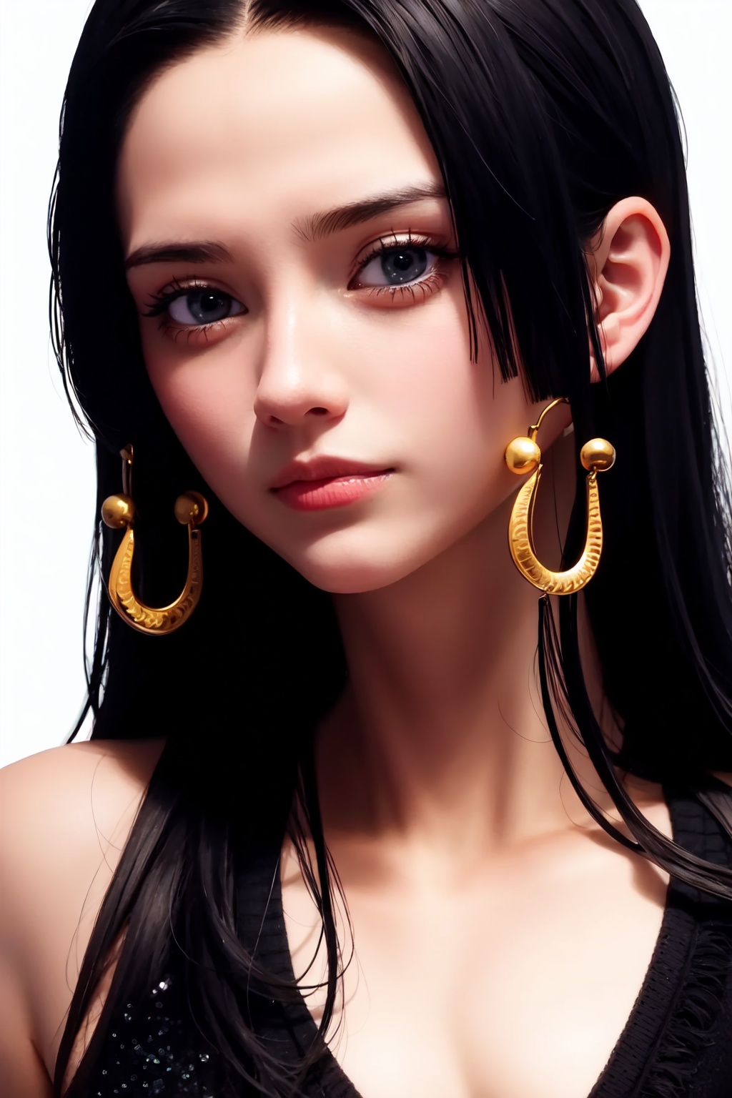 portrait,close-up,upper body,boa_hancock,1girl<lora:boa_hancock:1>,simple background,white background,masterpiece,best quality, highly detailed, 