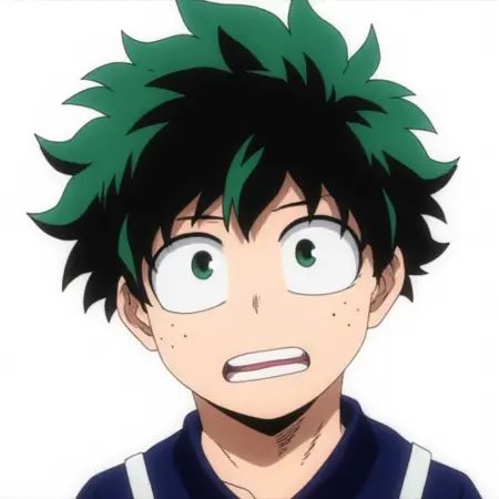 a young man with green hair and green eyes,  izuku_midoriya on Tensor.Art
