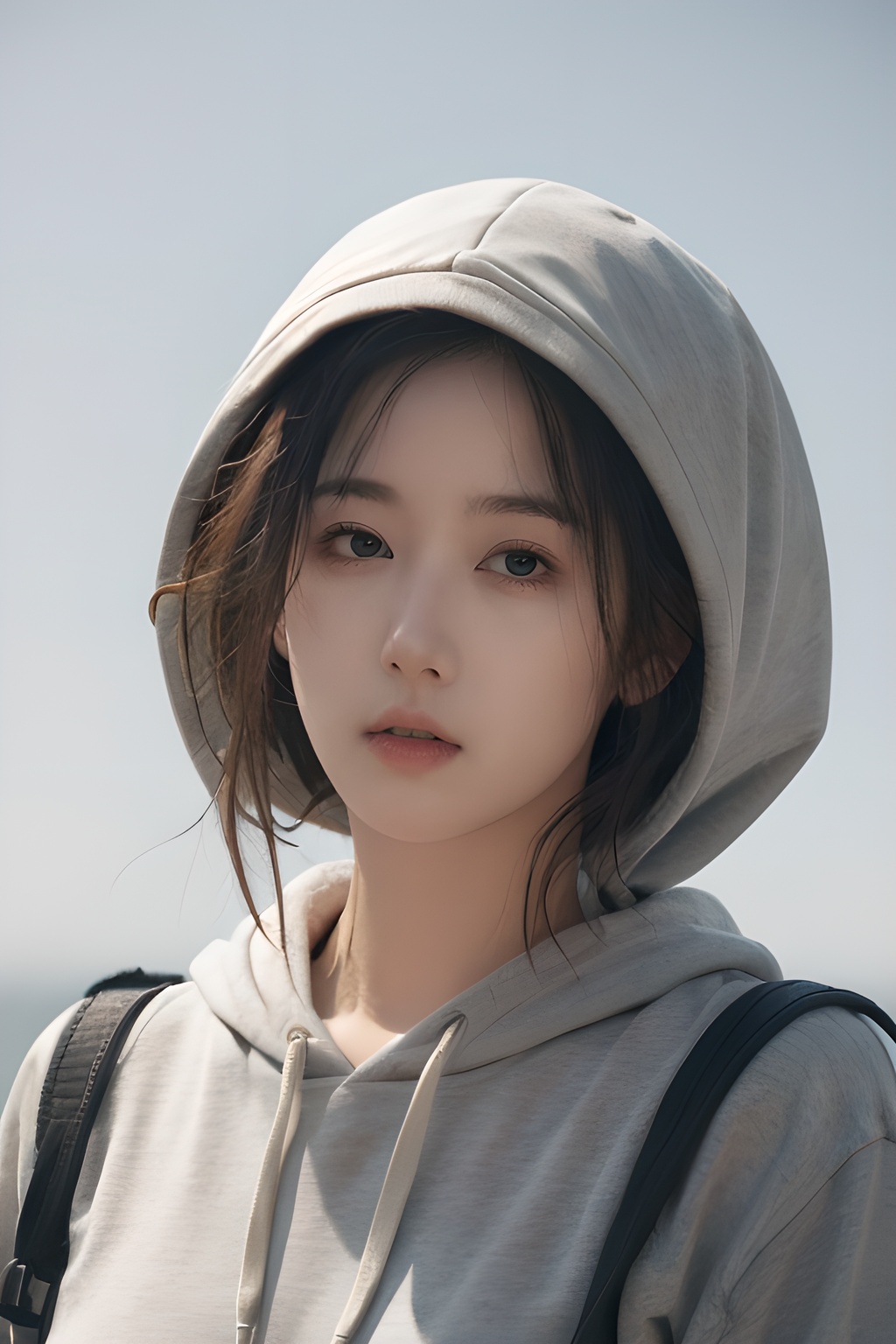 <lora:0806_08:0.7>,simple background,hoodie,, 1girl,realistic,masterpiece, best quality, photorealistic, HDR,detail