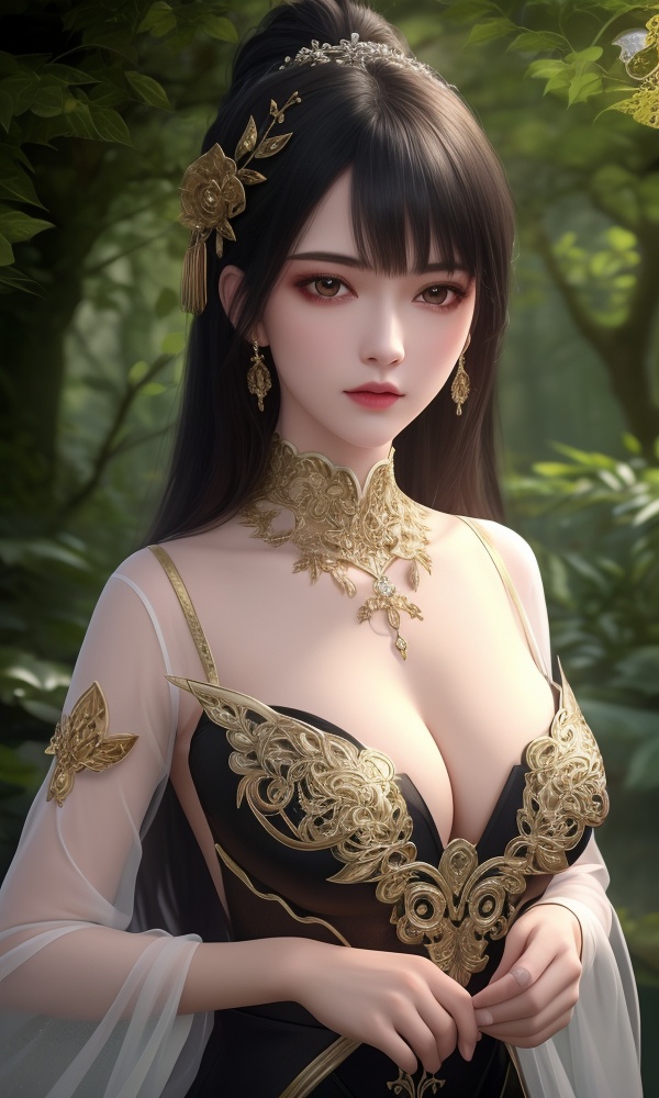 (,1girl, ,best quality, ),looking at viewer, <lora:418-DA-百炼成神-莫雨馨:0.8> ,ultra detailed background,ultra detailed background,ultra realistic 8k cg,(masterpiece:1.2),(best quality:1.2),(ultra detailed:1.2),(official art:1.3),(beauty and aesthetics:0.8),detailed,(intricate:0.8),(highly detailed),(solo),delicate countenance,1girl,fancy,(glassy texture:1.2),(crush:1.2),8k,accessory,tattoo,(transparent:1.1),gown,energy encirclement,instant,in the twinkling of an eye,upper body,woman in a mythical forest, masterpiece, perfect face, intricate details, horror theme, raw photo, photo unp(cleavage),, 1girl, , , depth_of_field, solo, , ,