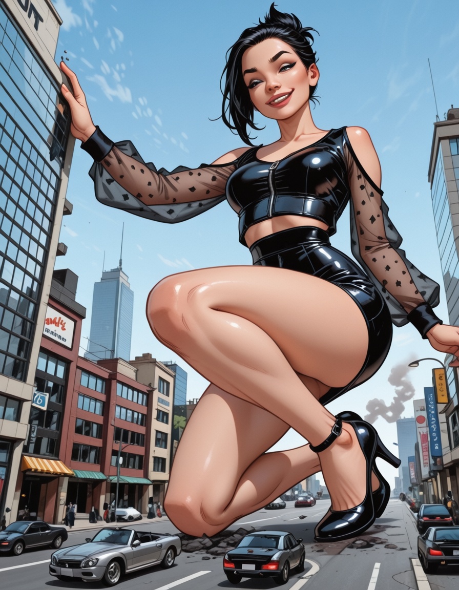 HQCinematicPhotographic,  beautiful giantess,  Spiky hair hairstyle on Tensor.Art