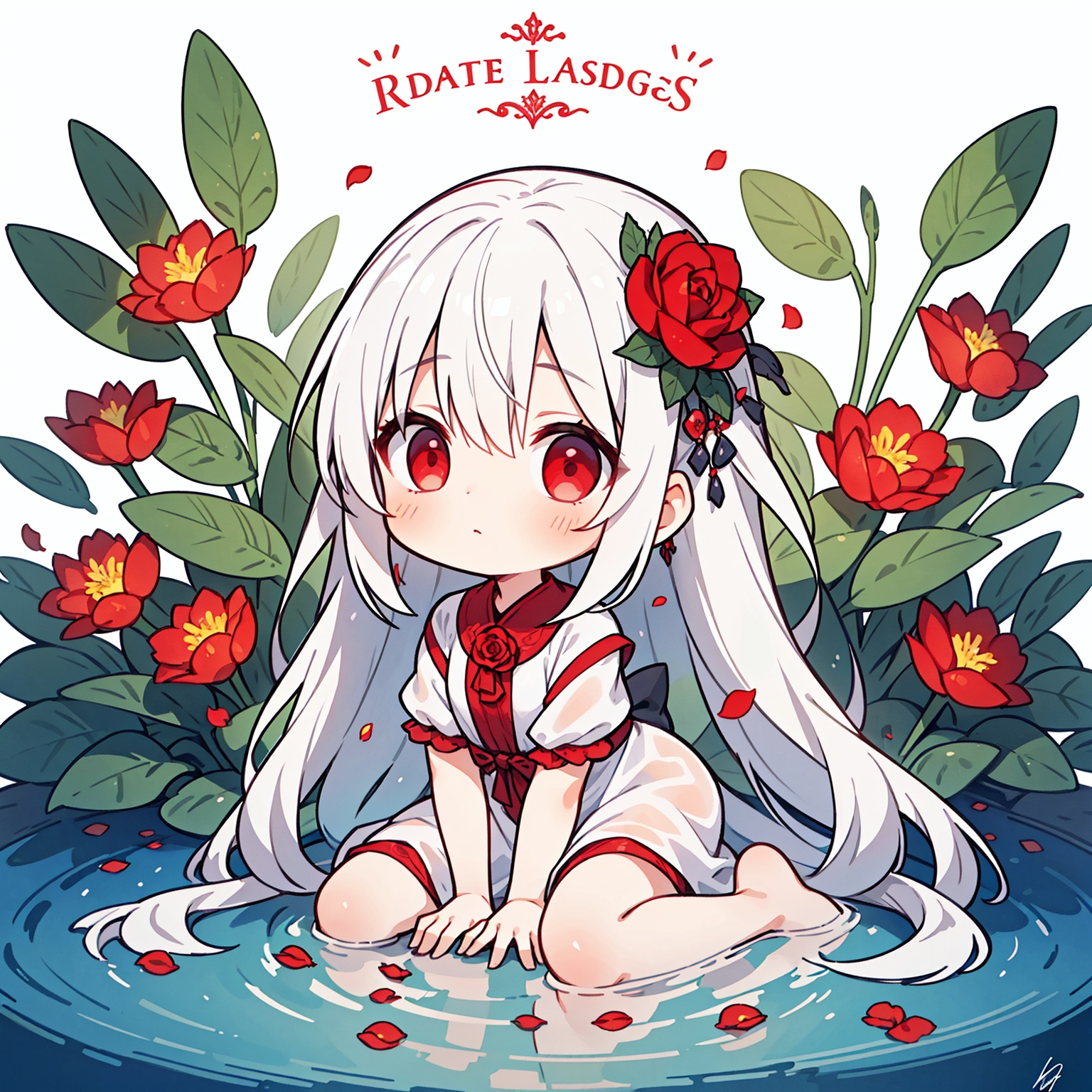 1girl,  red eyes,  white long translucent night gown on Tensor.Art