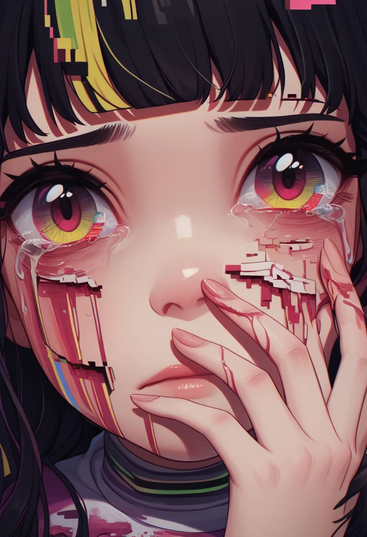 did vaporwave style,  1girl,  solo on Tensor.Art