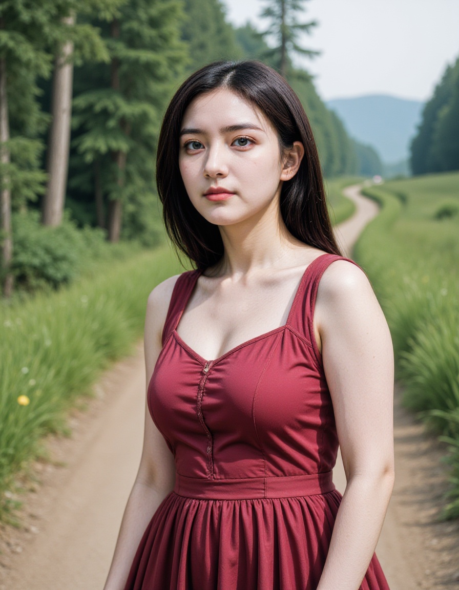 teenage,1girl,realistic,dress,outdoors,