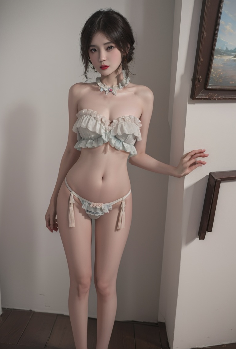 (masterpiece, best quality:1.4),finely detailed,1girl,solo,pale skin,perfect body,standing,(medium breasts:1.2),(cowboy_shot:1.2),killer,panties,strapless,underwear,jewelry,<lora:killer性感古风荷花透视内衣v1.0-000008:0.8>,