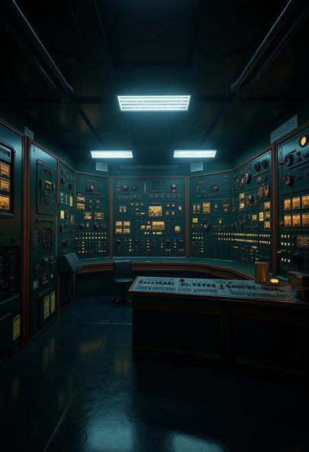 nuclear power plant control room,  render,  moody lighting on Tensor.Art