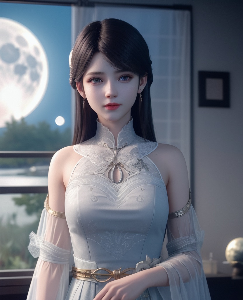 <lora:597-DA-斗破苍穹-萧薰儿-三七分:0.8>(,1girl, ,best quality, ),looking at viewer,masterpiece, (( , )),, realistic,science fiction,mole, ultra realistic 8k cg, moonlight,full moon, 