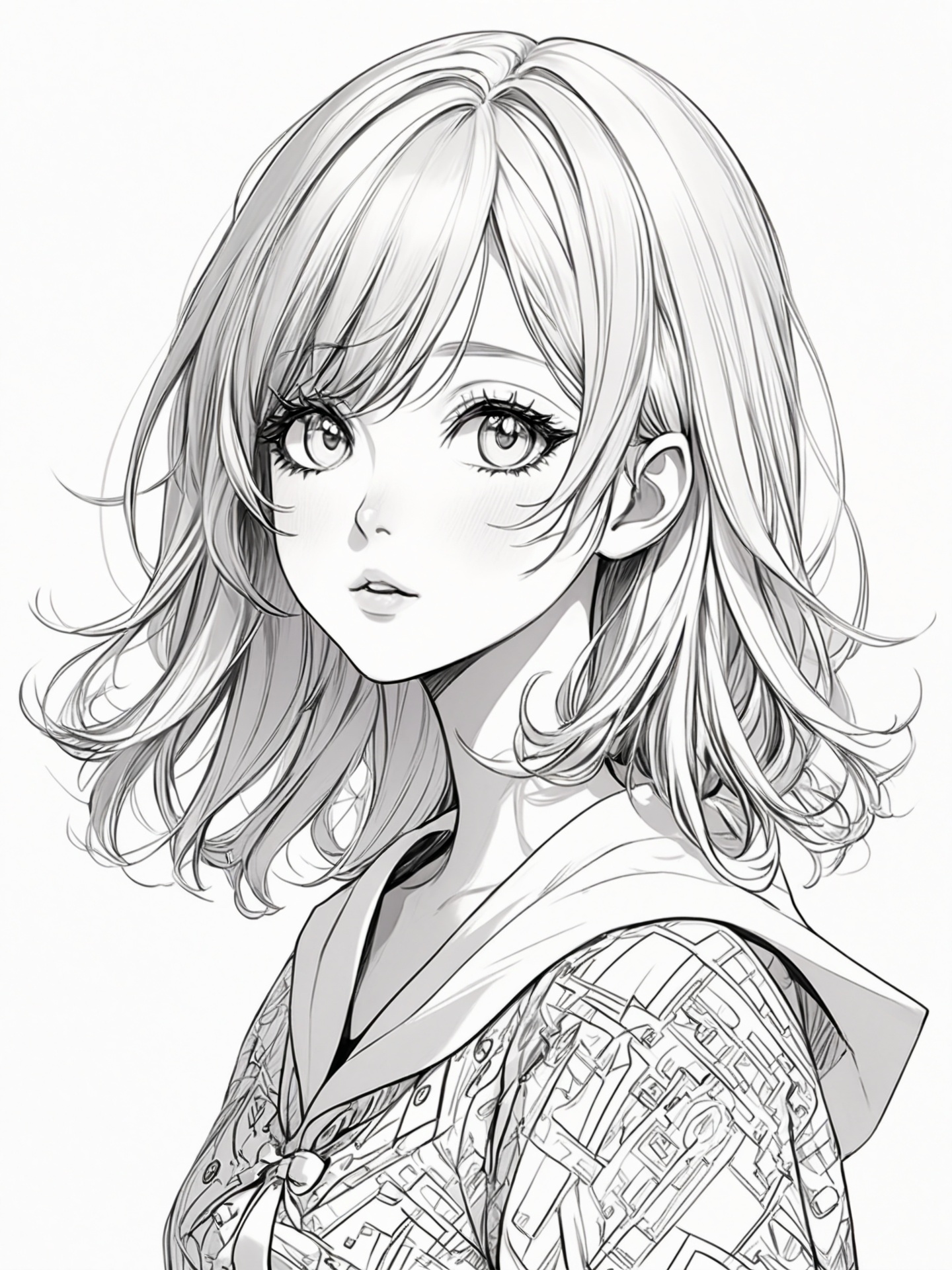 drawing on colored paper Doodles art,  line art,  shoujo manga style on Tensor.Art